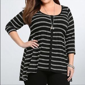 Torrid black/white striped hi-lo tunic tee